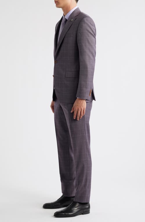 Jack Victor Esprit Regular Fit Burgundy Plaid Super 120s Wool Suit