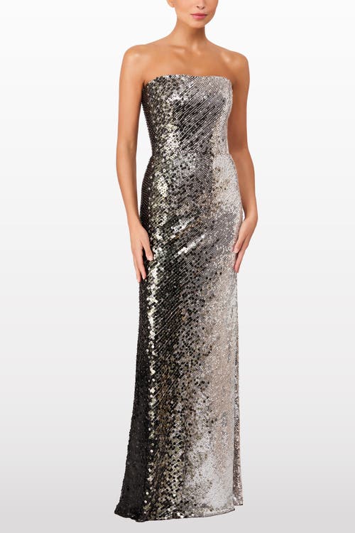 Jenny Packham Caron Sequin-embellished Strapless Maxi Dress In Silver