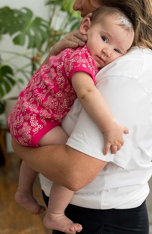Mightly Organic Cotton Short Sleeve Bodysuit In Begonia Bloom