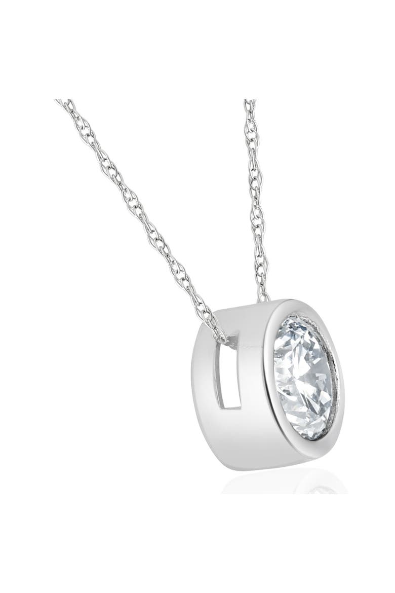 1 1/2Ct Solitaire Round Cut Lab Grown Diamond Bezel Necklace Pendant, Alternate, color, 14k White Gold