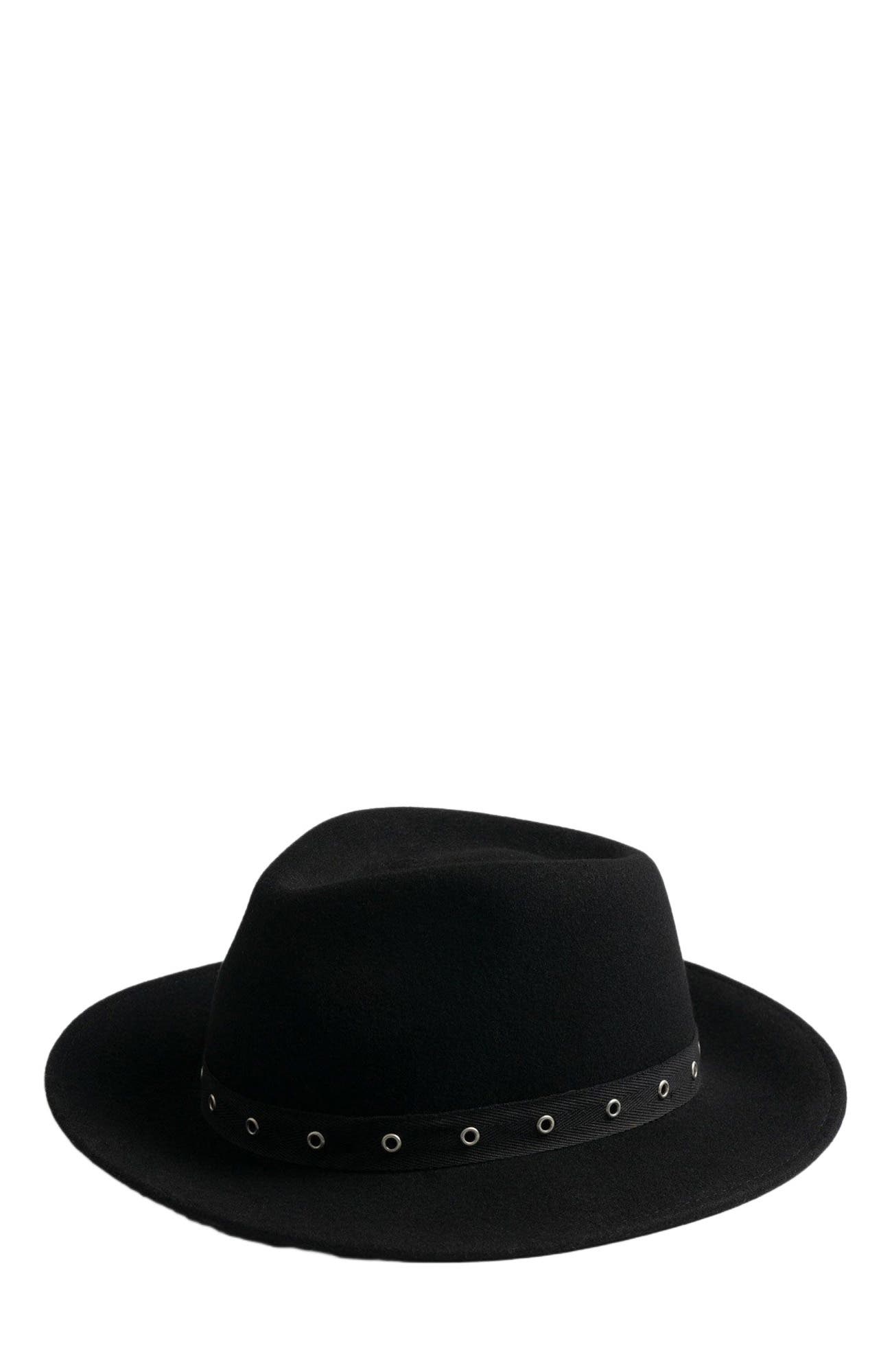Saint + Sofia Ramona Studded Hat, Main, color, Black