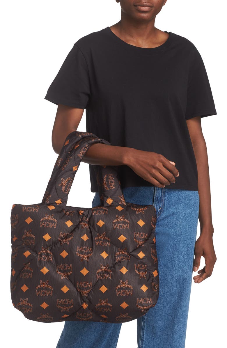 MCM Maxi Munchen Quilted Nylon Tote, Alternate, color,