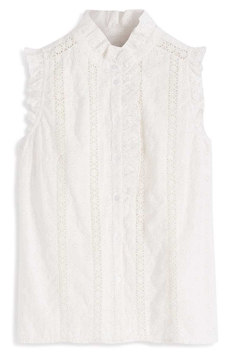 Boden Isabel Sleeveless Cotton Broderie Top, Alternate, color, White