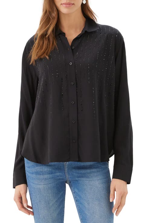 Gemstone Embellished Rayon Shirt