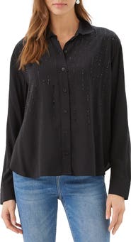 Karen Kane Gemstone Embellished Rayon Shirt