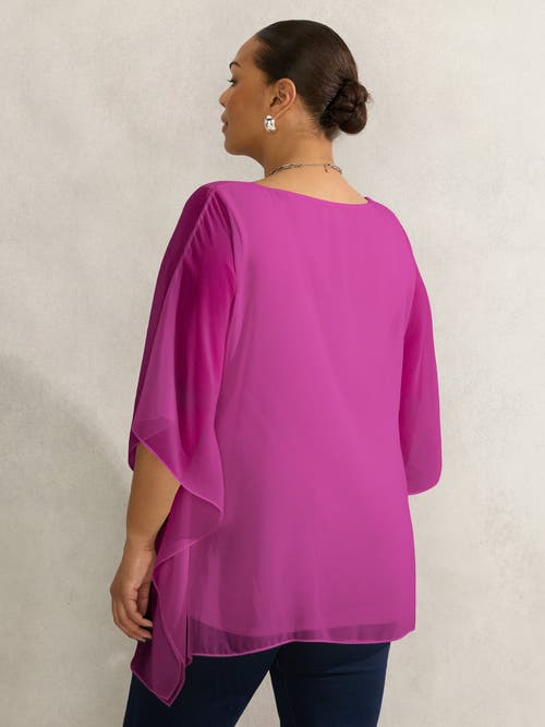 Live Unlimited Chiffon V-neck Overlay Top In Purple