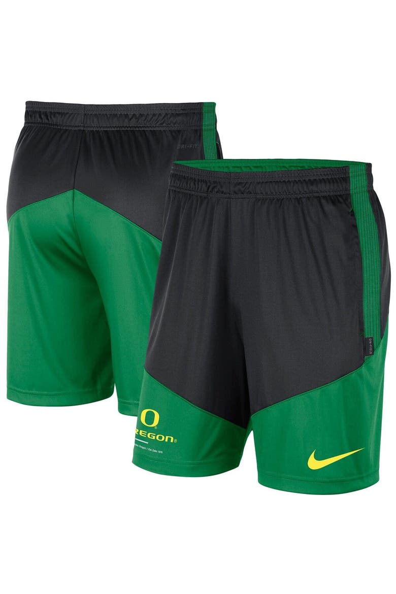 Men's Nike Black/Green Oregon Ducks Team Performance Knit Shorts, Alternate, color, Black