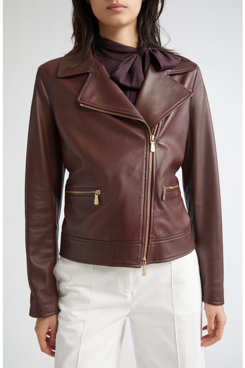 Leather Moto Jacket, Alternate, color, 167 BORDEAUX
