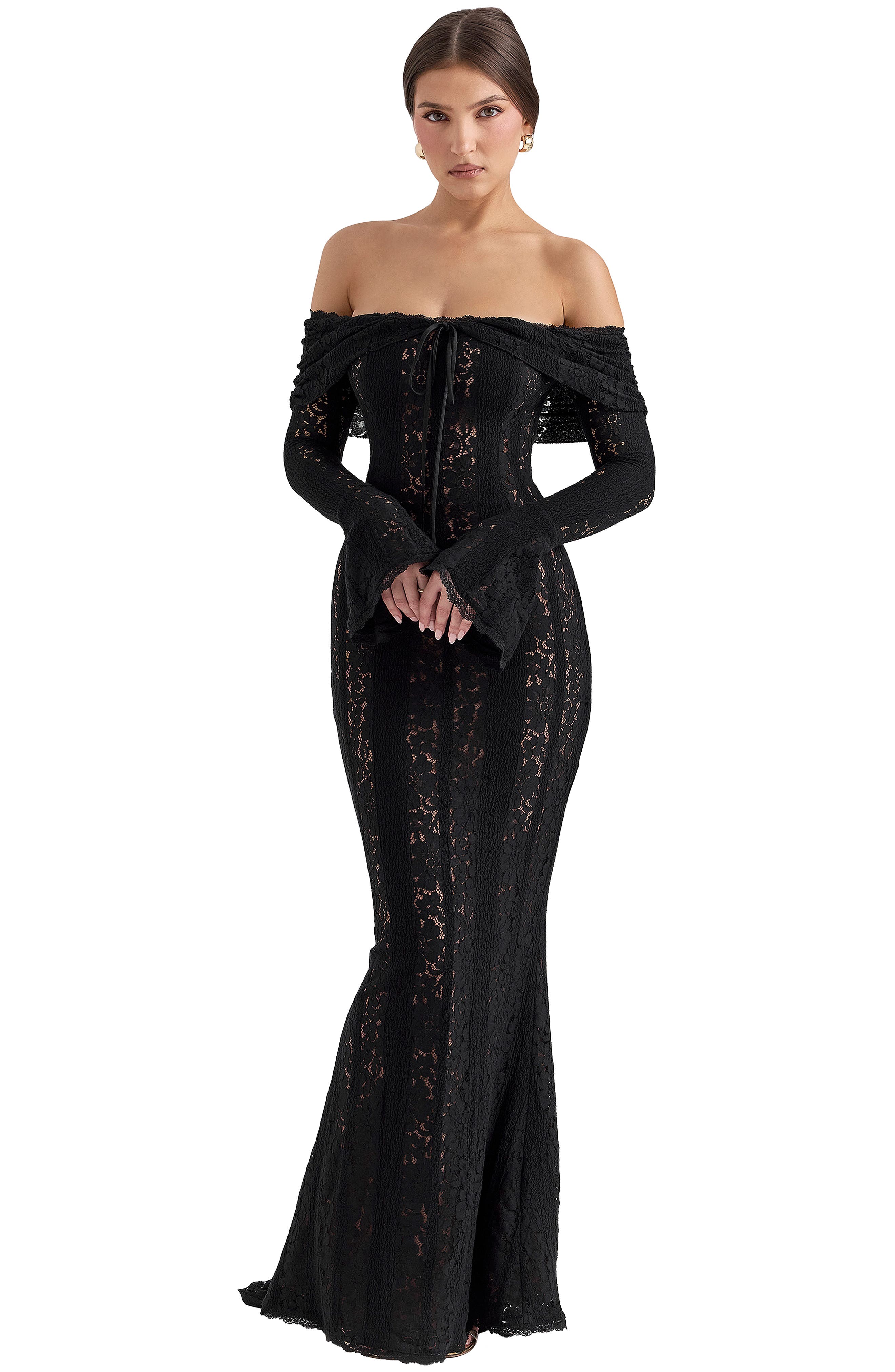 absolutely unforgettable black lace off the shoulder dress Black Lace Dress - Off-the-Shoulder Dress - OTS Skater Dress