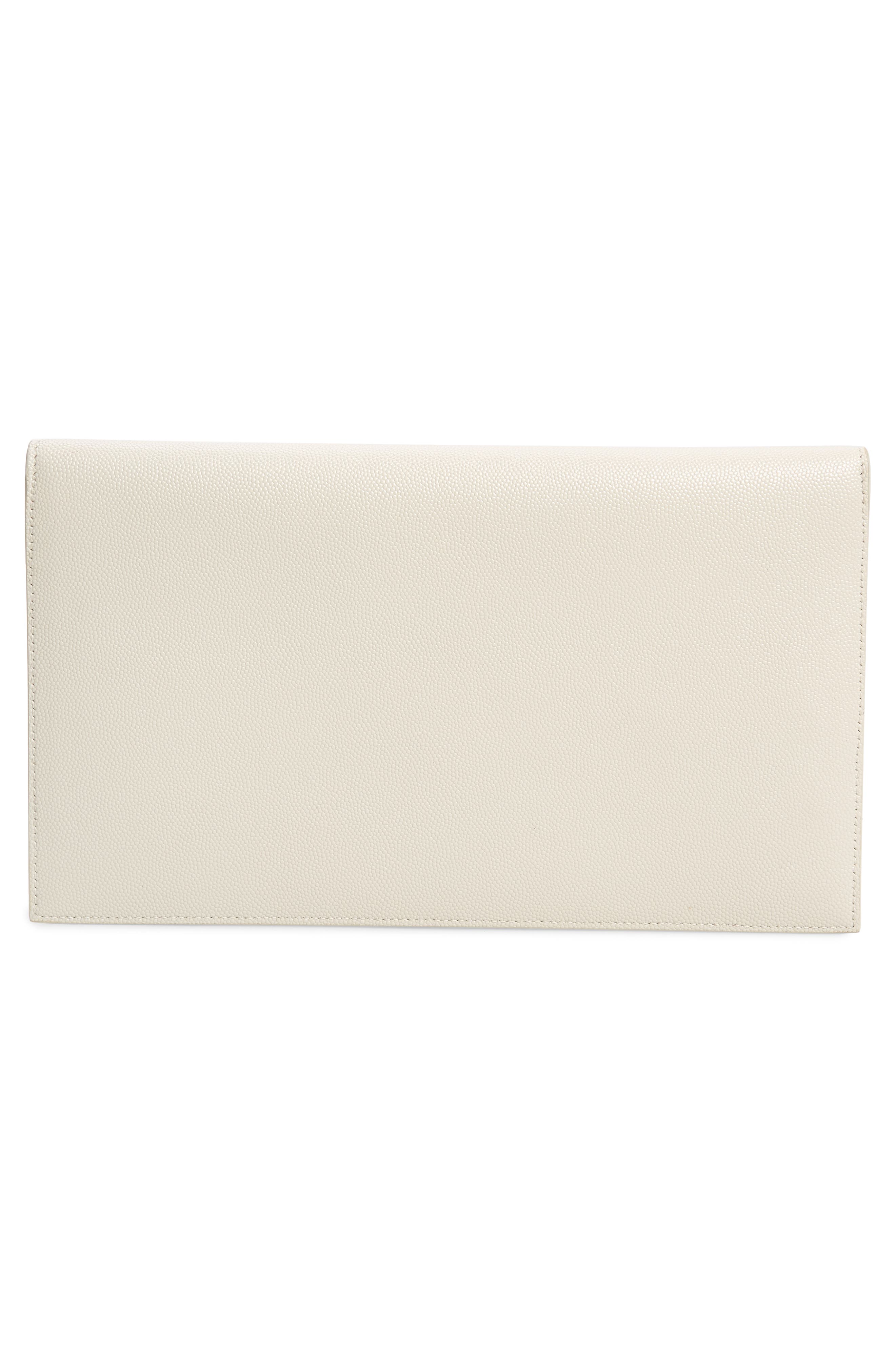 Saint Laurent Uptown Calfskin Leather Envelope Clutch, Alternate, color, 9207 Crema Soft