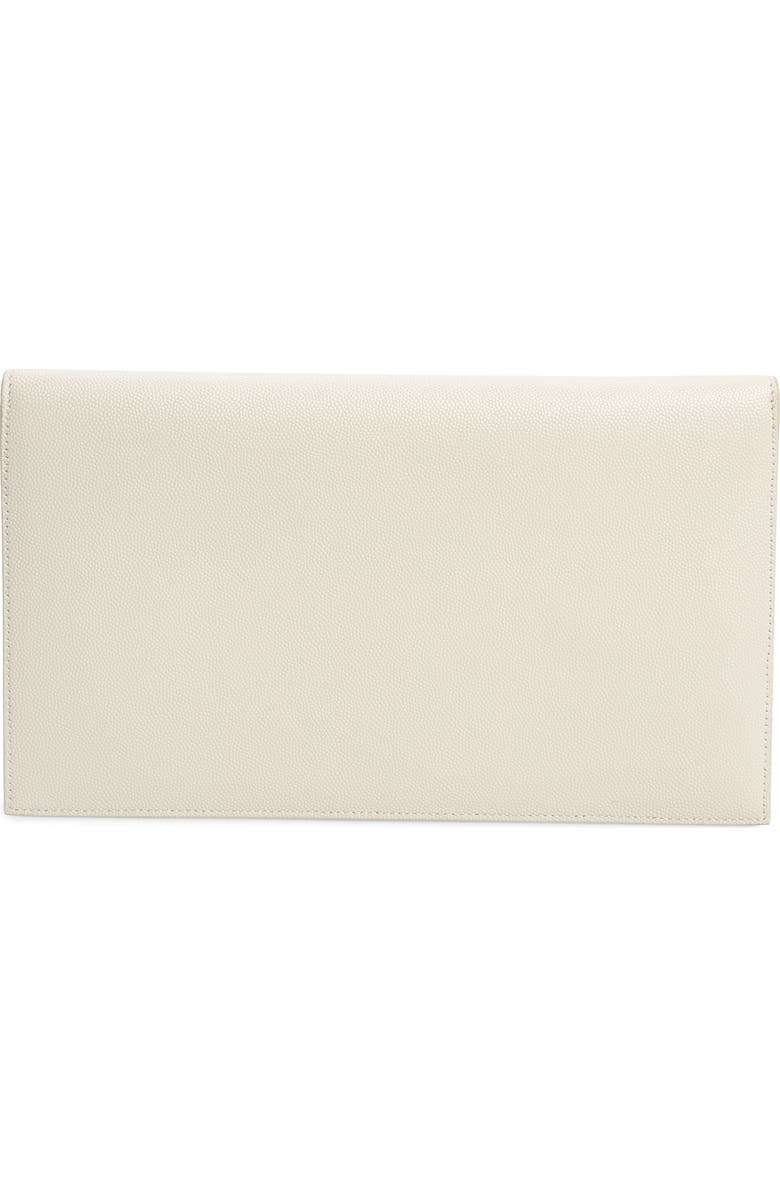 Saint Laurent Uptown Calfskin Leather Envelope Clutch, Alternate, color, 9207 Crema Soft
