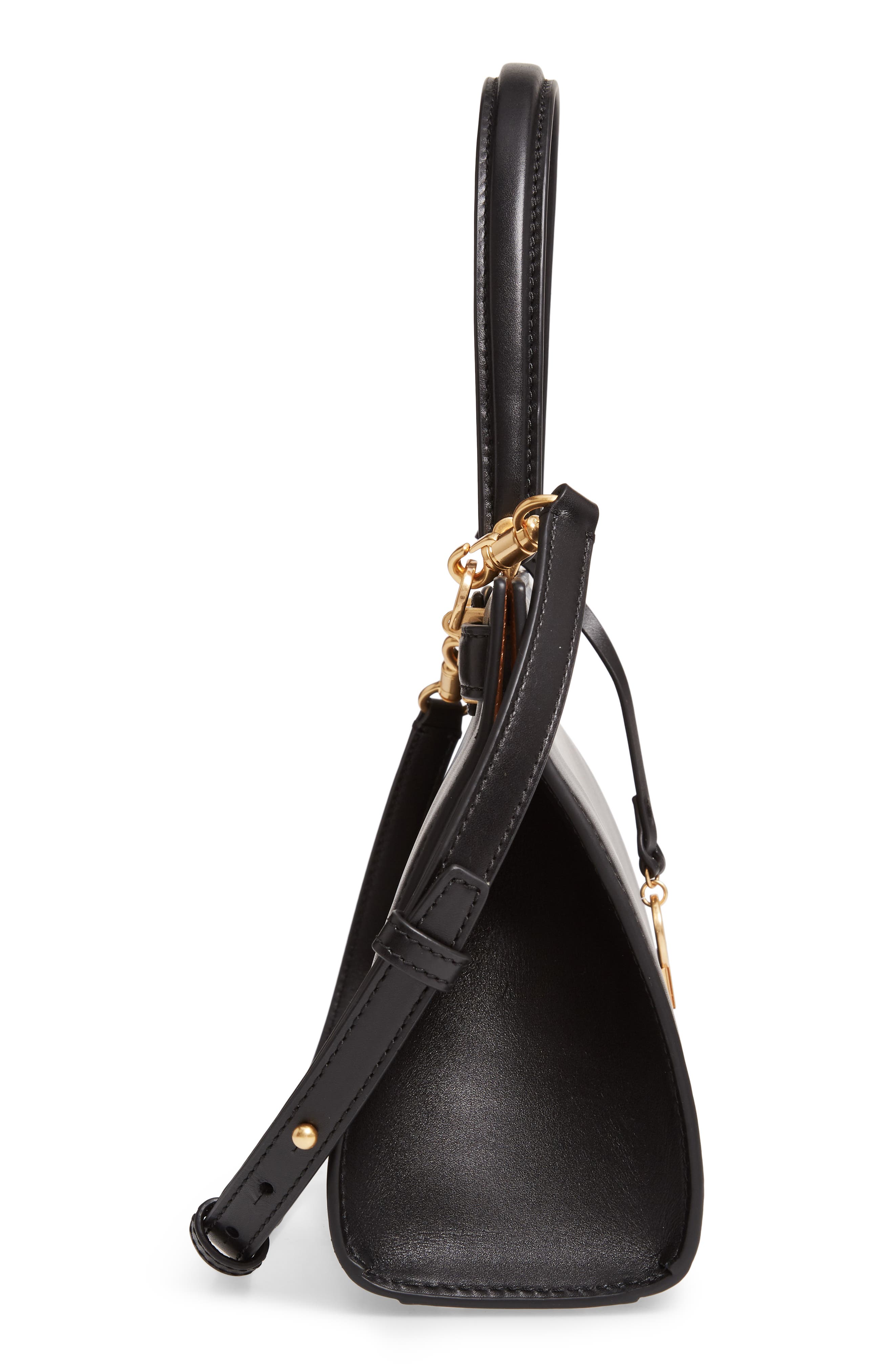 Small Lee Radziwill Leather Bag, Alternate, color, BLACK