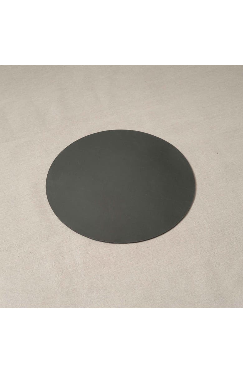 Pare Round Placemat Pair in black leather, Alternate, color, Black Leather