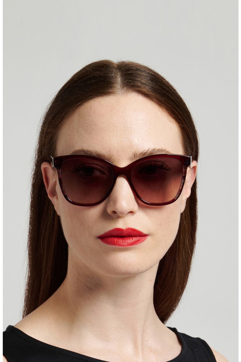 56mm Gradient Butterfly Sunglasses, Alternate, color, BURGUNDY/ BROWN