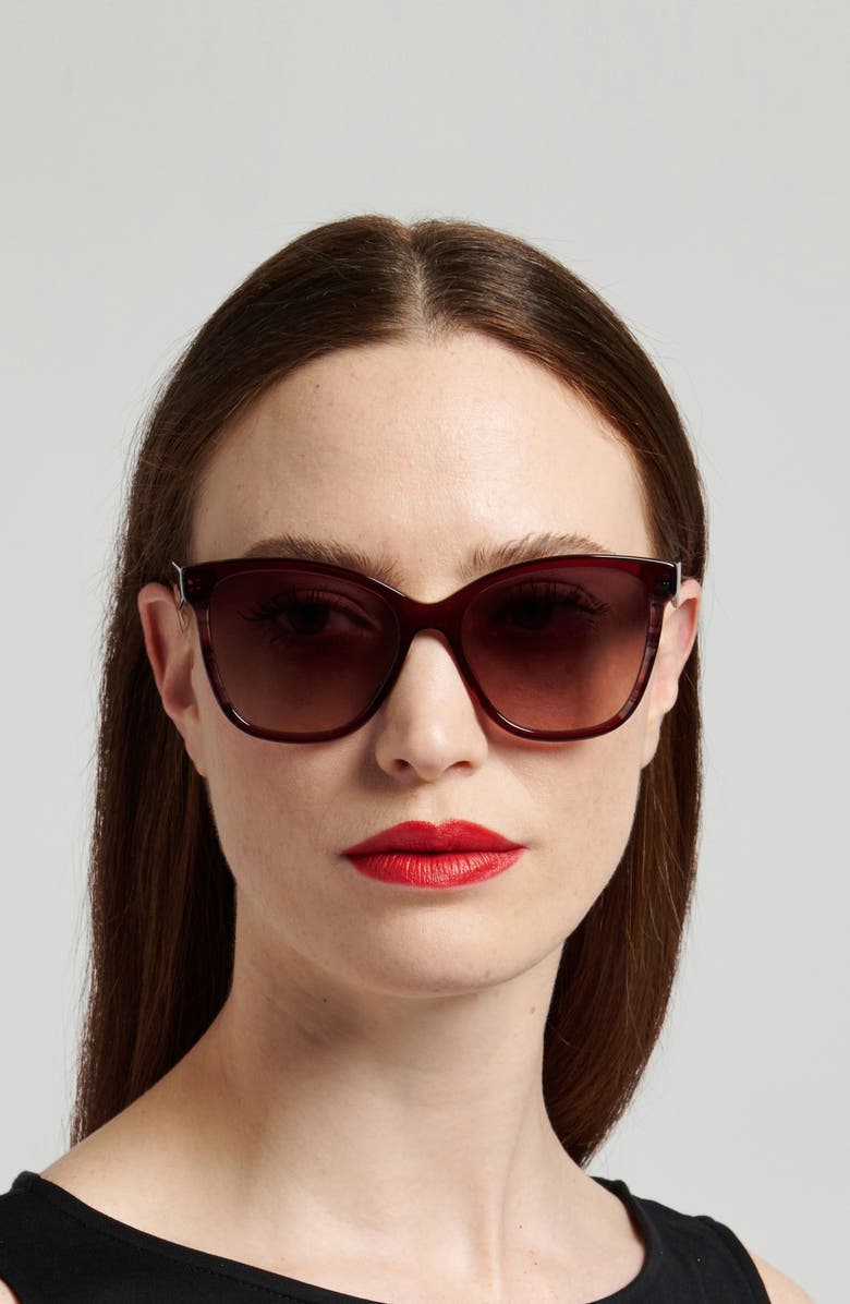 Carolina Herrera 56mm Gradient Butterfly Sunglasses, Alternate, color, Burgundy/ Brown