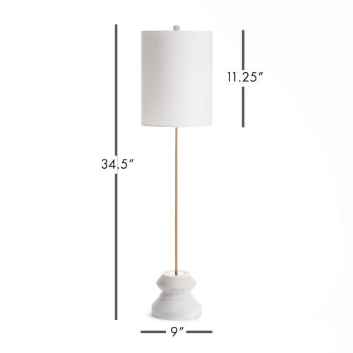 Napa Home & Garden 34.5" Kaiden 25w Whitewash Modern Premium Tall Geometric Lamp W/ Fabric Shade In White