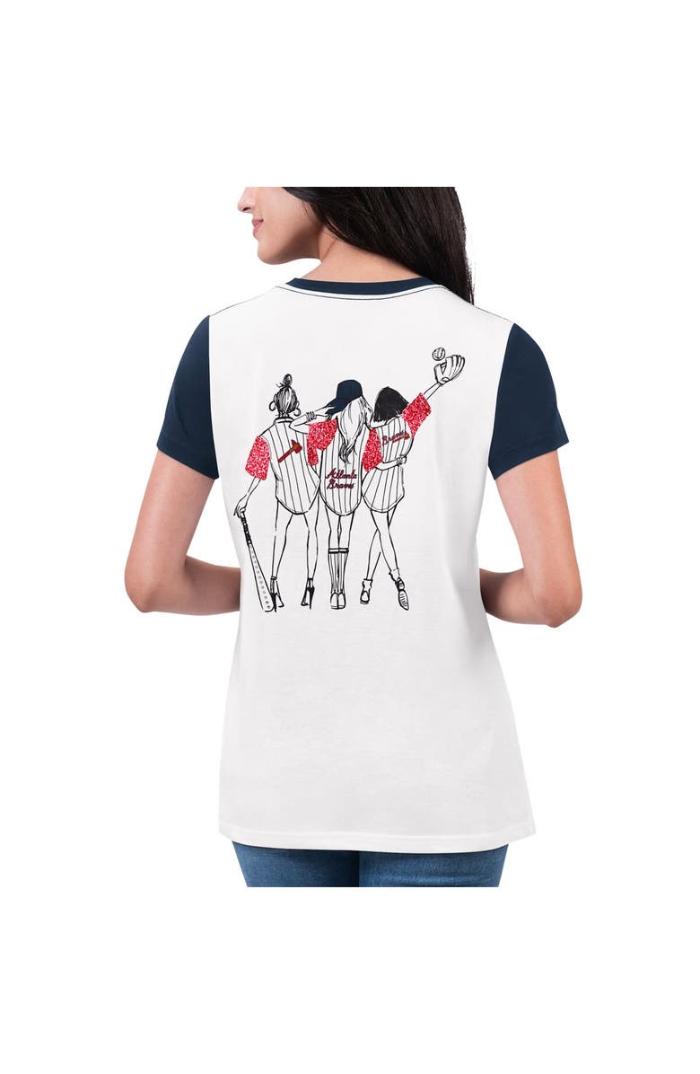 G-III 4HER BY CARL BANKS Women's G-III 4Her by Carl Banks White Atlanta Braves Illustration Ringer T-Shirt, Alternate, color, 
