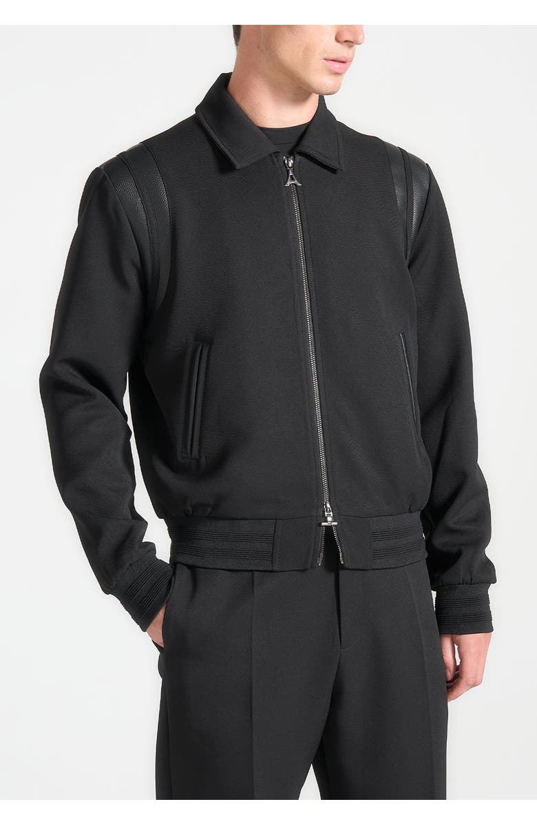 Manière De Voir Denis Tailored Varsity Jacket, Alternate, color, Black