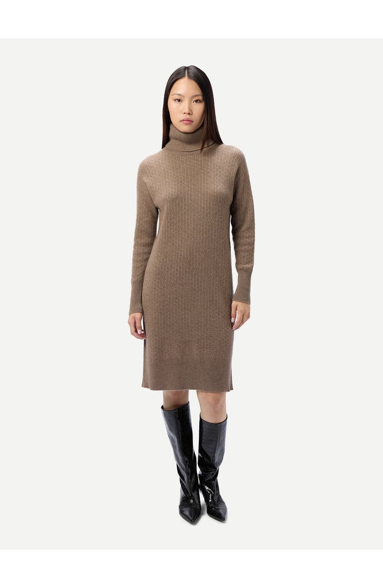 Gobi Cashmere Seamless T-Neck Cashmere Dress, Alternate, color, Taupe