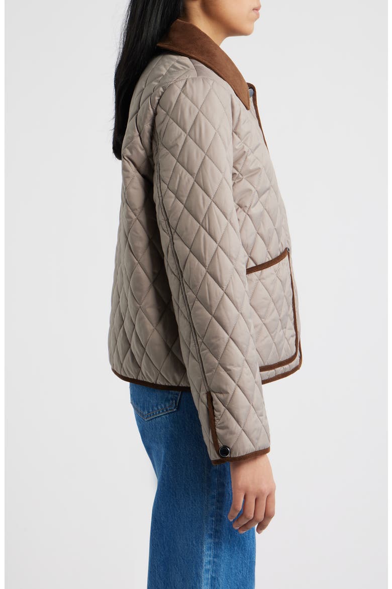 Water Resistant Corduroy Trim Quilted Coat, Alternate, color, KHAKI