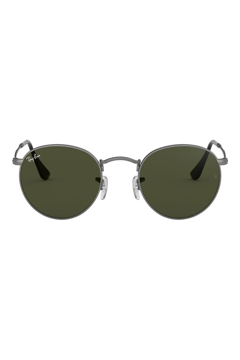 50mm Round Sunglasses, Main, color, MATTE GUNMETAL/ GREENDNU