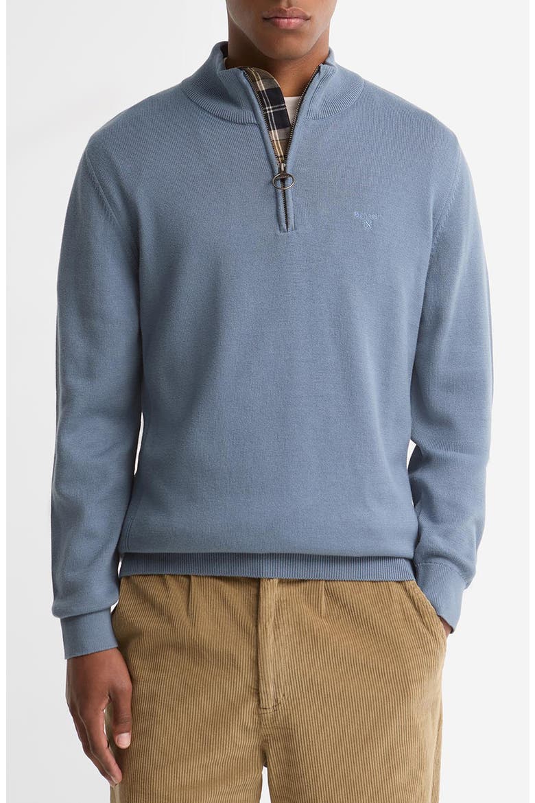 Cotton Half Zip Sweater, Main, color, TARN BLUE