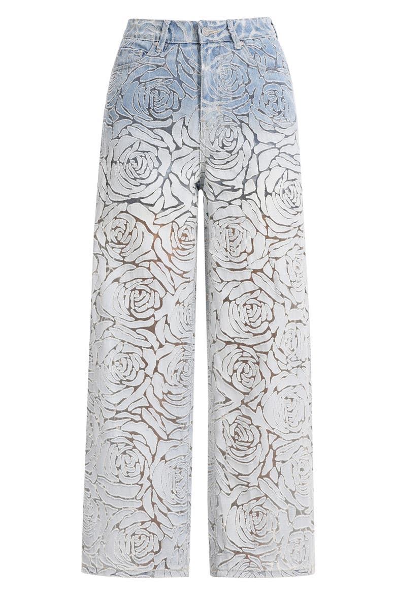 Laser Cut High Waist Wide Leg Jeans, Alternate, color, LIGHT BLUE