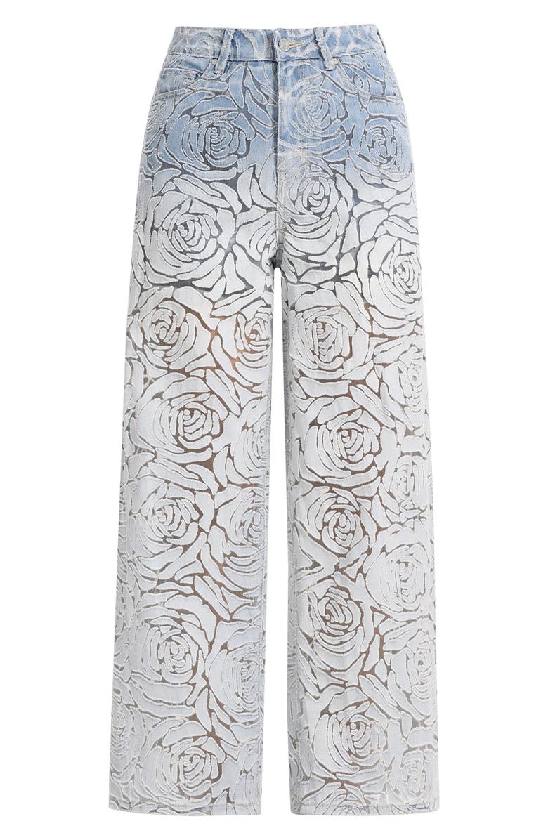 Bayeas Laser Cut High Waist Wide Leg Jeans, Alternate, color, Light Blue