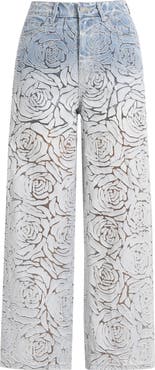 Bayeas Laser Cut High Waist Wide Leg Jeans