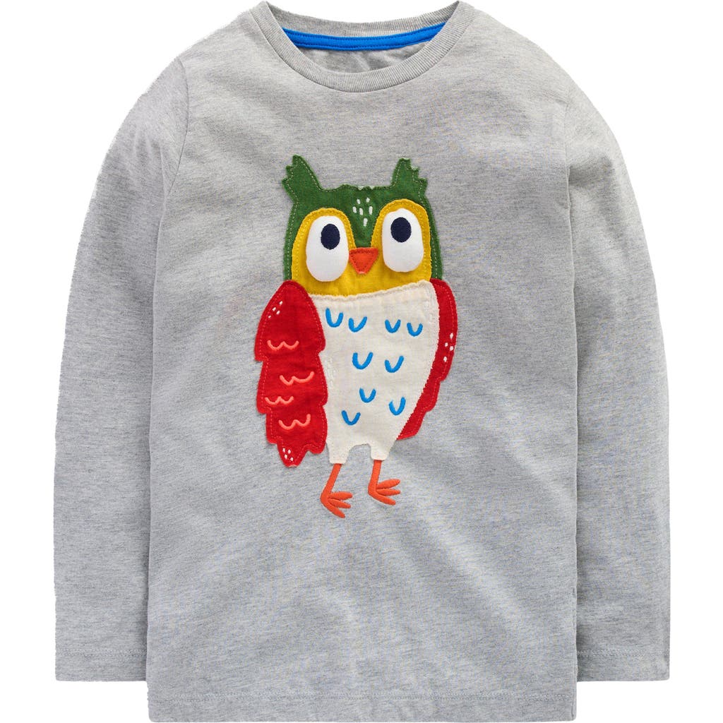 Mini Boden Kids' 3D Novelty Long Sleeve Cotton T-Shirt in Grey Marl Owl  product