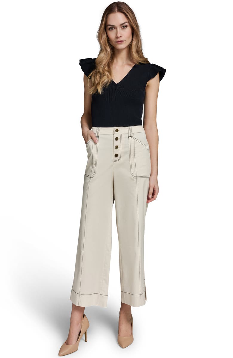 KARL LAGERFELD PARIS Straight Leg Crop Pants, Alternate, color, Bisque Multi