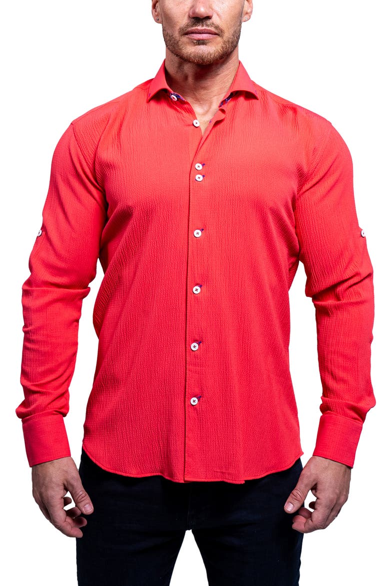 Einstein Resistance Red Stretch Button-Up Shirt, Main, color, RED