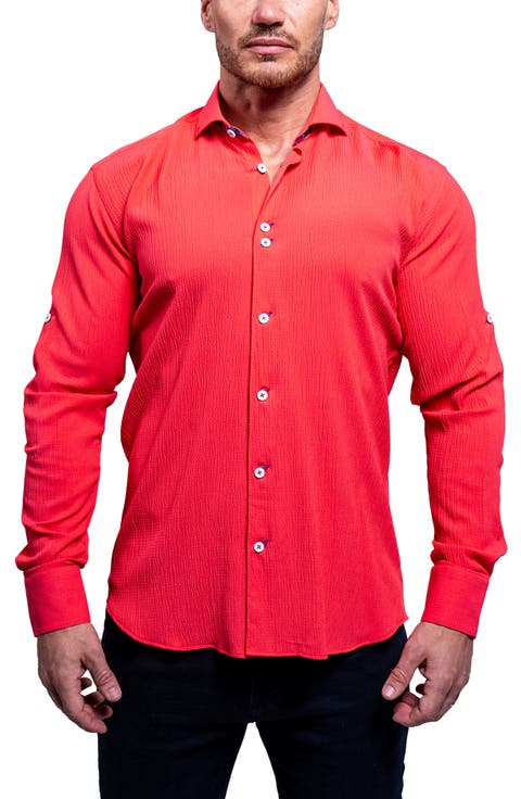 Einstein Resistance Red Stretch Button-Up Shirt
