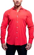 Maceoo Einstein Resistance Red Stretch Button-Up Shirt
