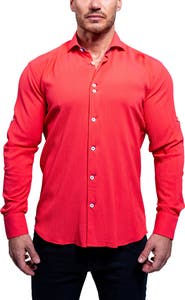 Maceoo Einstein Resistance Red Stretch Button-Up Shirt