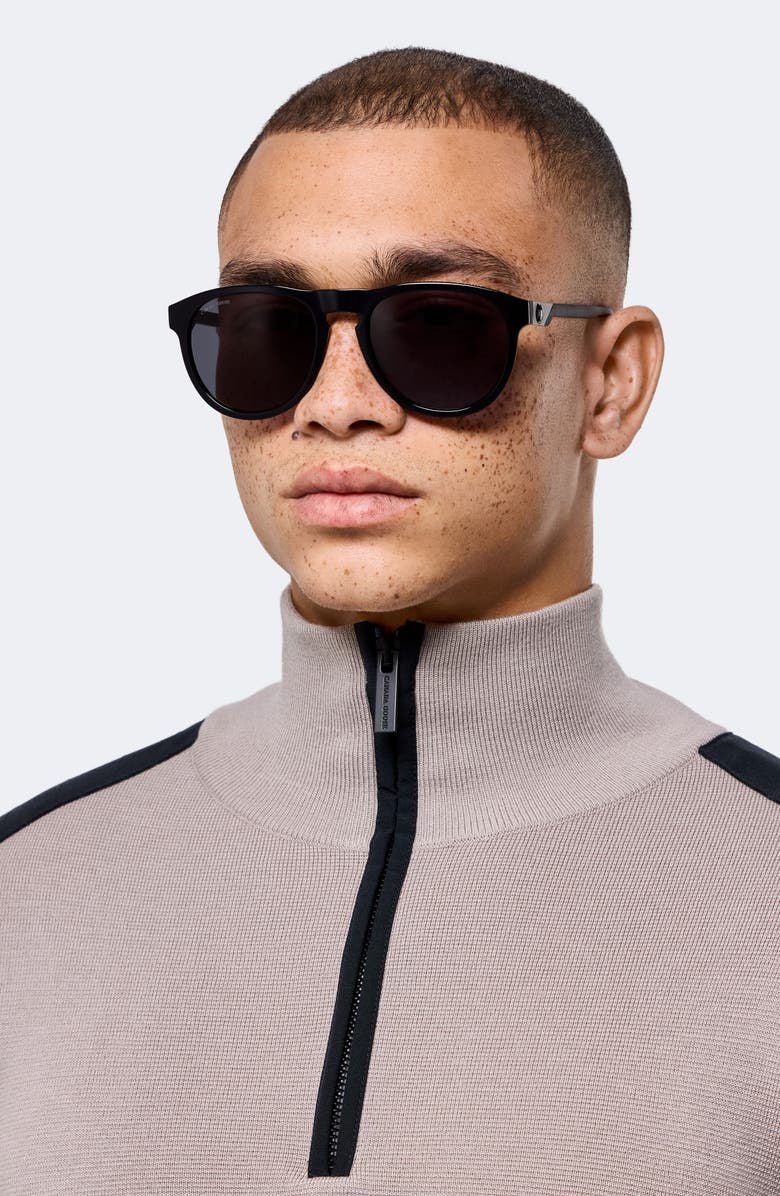 Canada Goose Disc Logo 55mm Oval Sunglasses, Alternate, color, Black