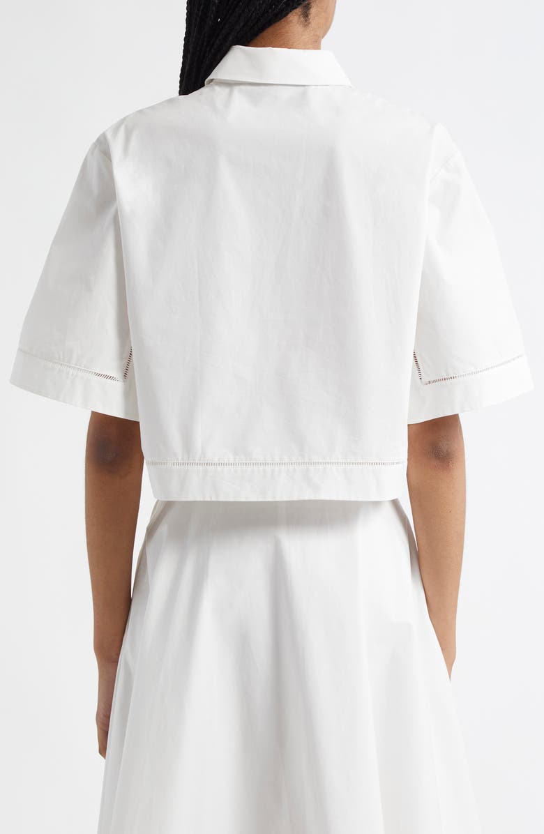 Róhe Ladder Stitch Inset Cotton Button-Up Shirt, Alternate, color,