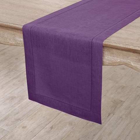 Linen Table Runner for Dining Table, Holiday and Everyday Table Decor - Classic Hemstitch