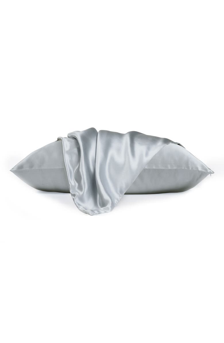 MELANGE HOME 100% Pure Mulberry Silk Pillow Case, Alternate, color, Silver