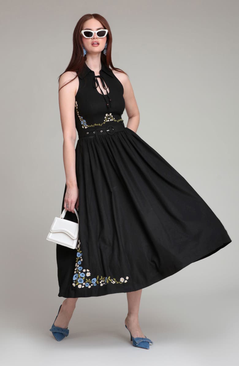 Avec Les Filles Placed Floral Embroidery DRess, Alternate, color, 