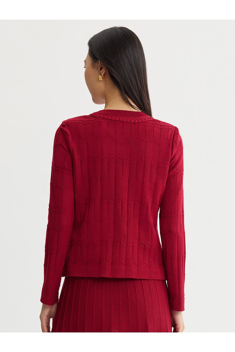 Heritage Braided Trim Knit Cardigan, Alternate, color, Scarlet Red