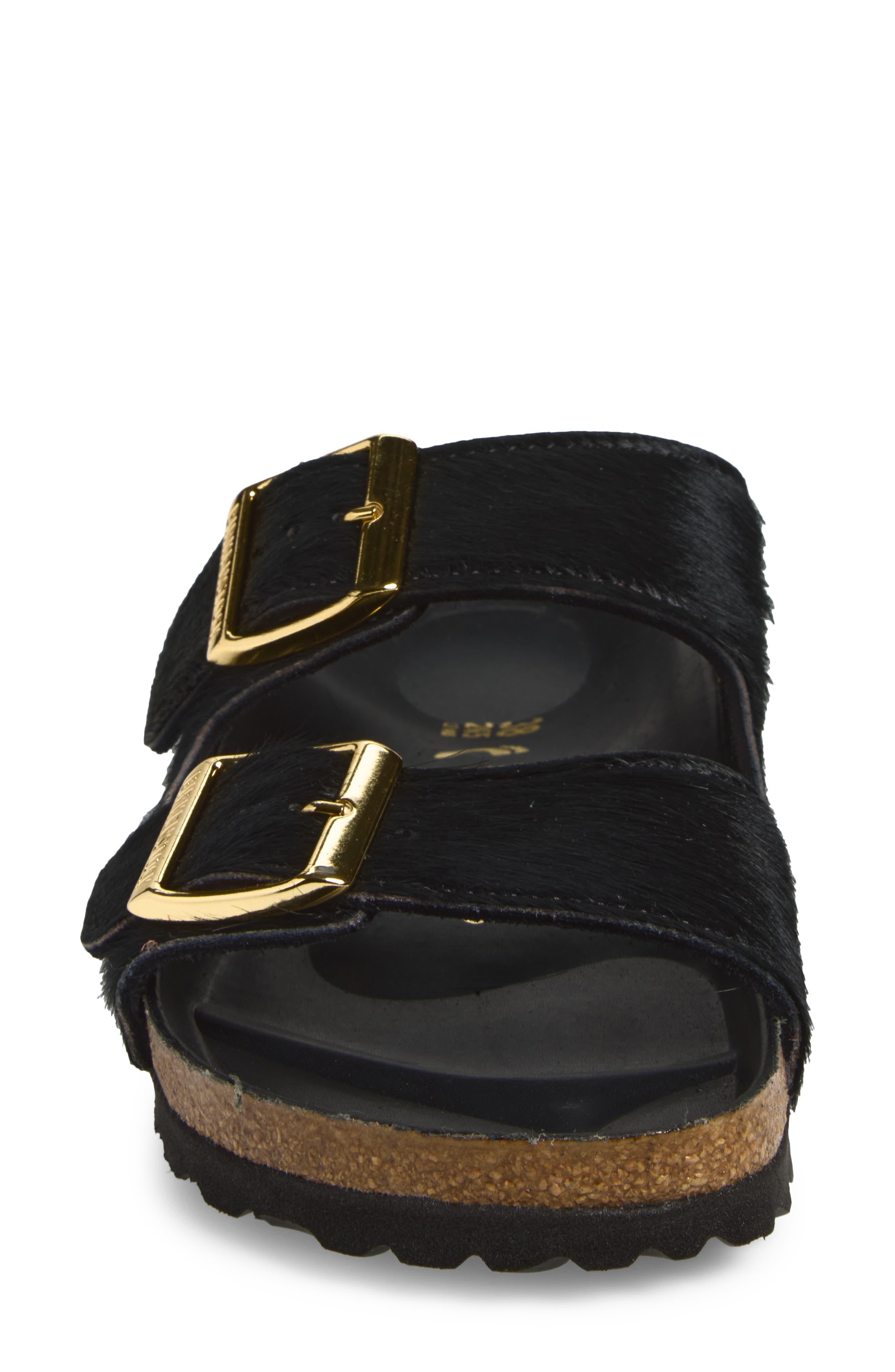 Arizona Genuine Calf Hair Slide Sandal, Alternate, color, BLACK