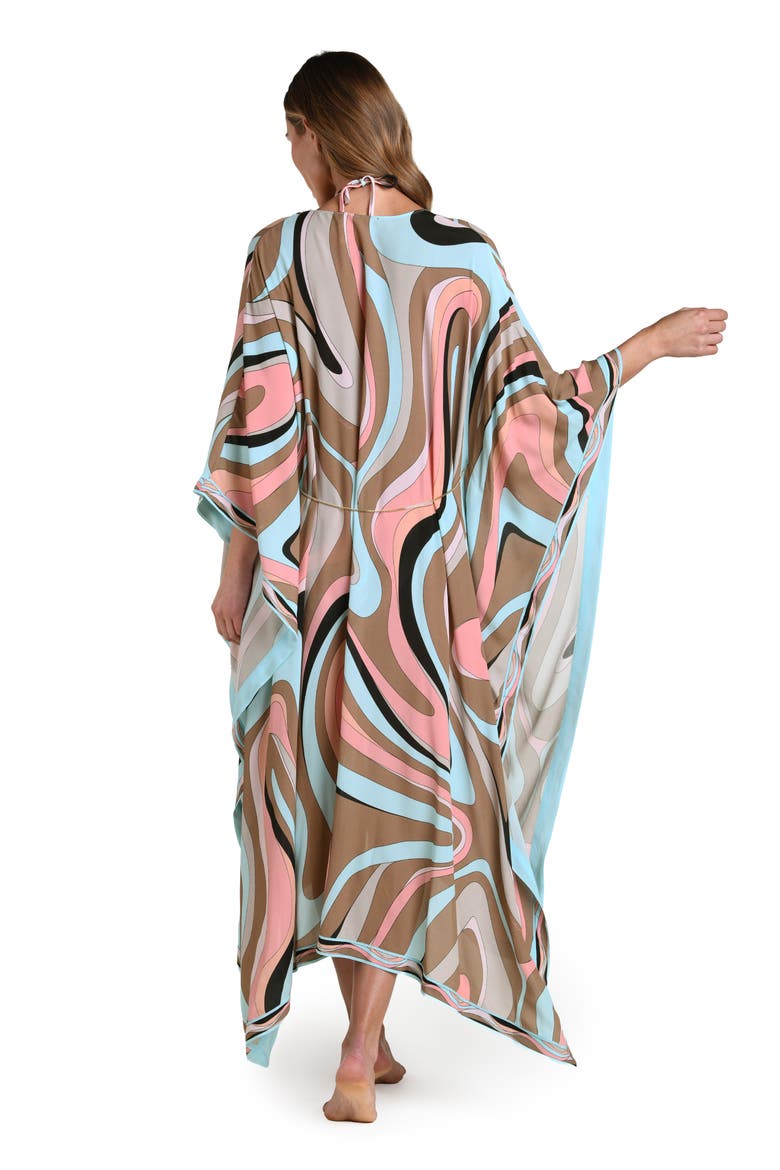Kara Abstract Swirl Cover-Up Maxi Duster, Alternate, color, BROWN MULTI