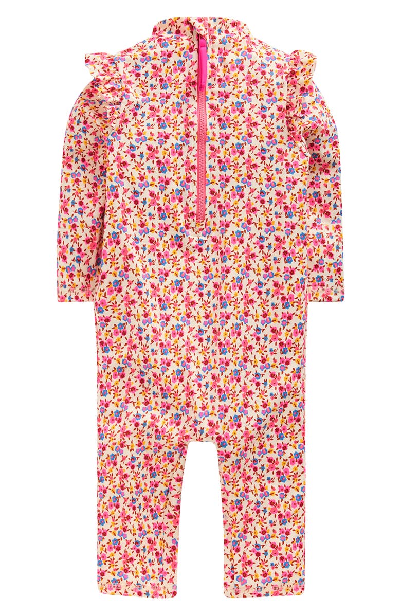 Mini Boden Sun Safe One-Piece Rashguard Suit, Alternate, color, Pink Ditsy Floral