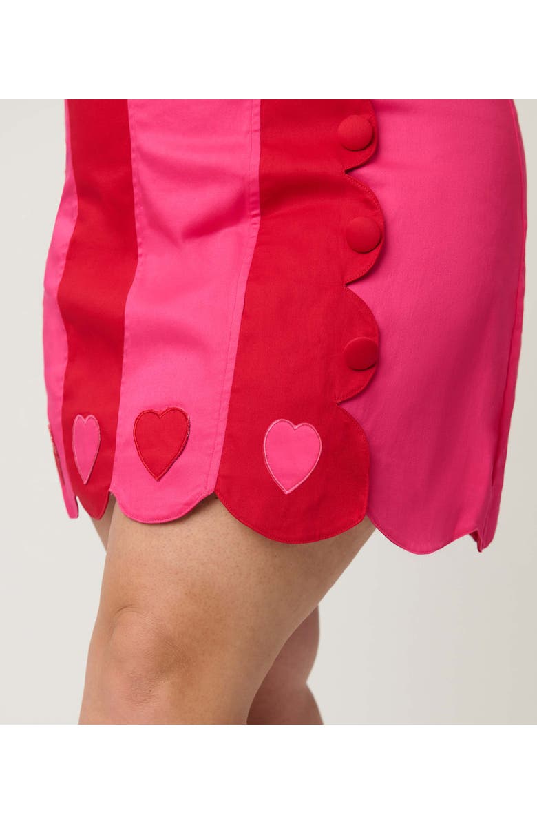 Smak Parlour Plus Size Stripe Scallop Mini Dress, Alternate, color, Pink & Red Stripe