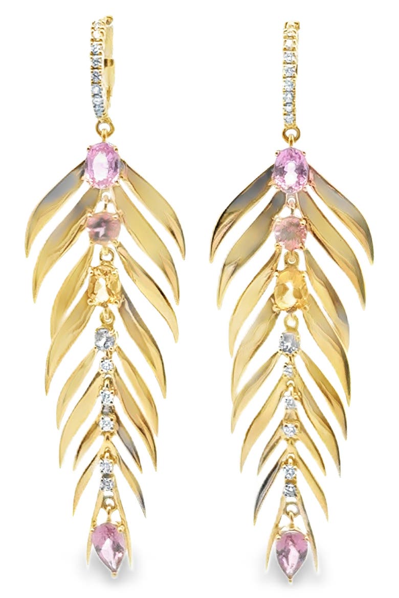 Bahia 18K Gold Diamond & Stone Drop Earrings, Main, color, YELLOW GOLD