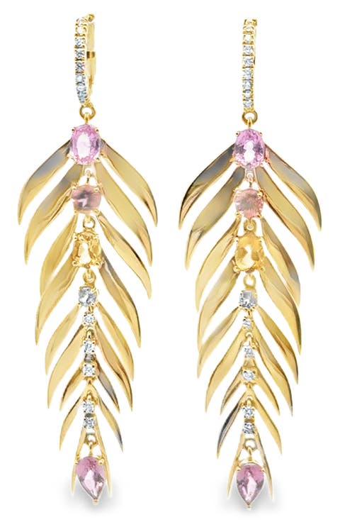 Bahia 18K Gold Diamond & Stone Drop Earrings