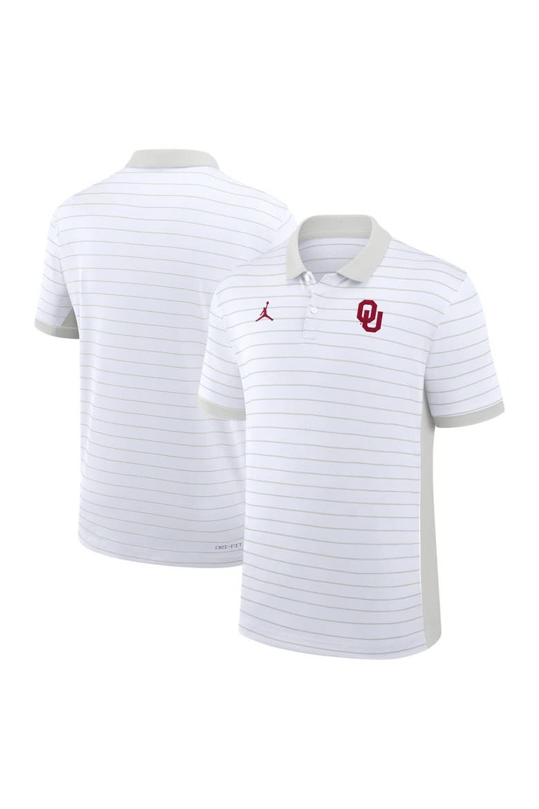 Men's Jordan Brand White Oklahoma Sooners 2025 Early Season Coaches Sideline Victory Stripe Performance Polo, Main, color, White
