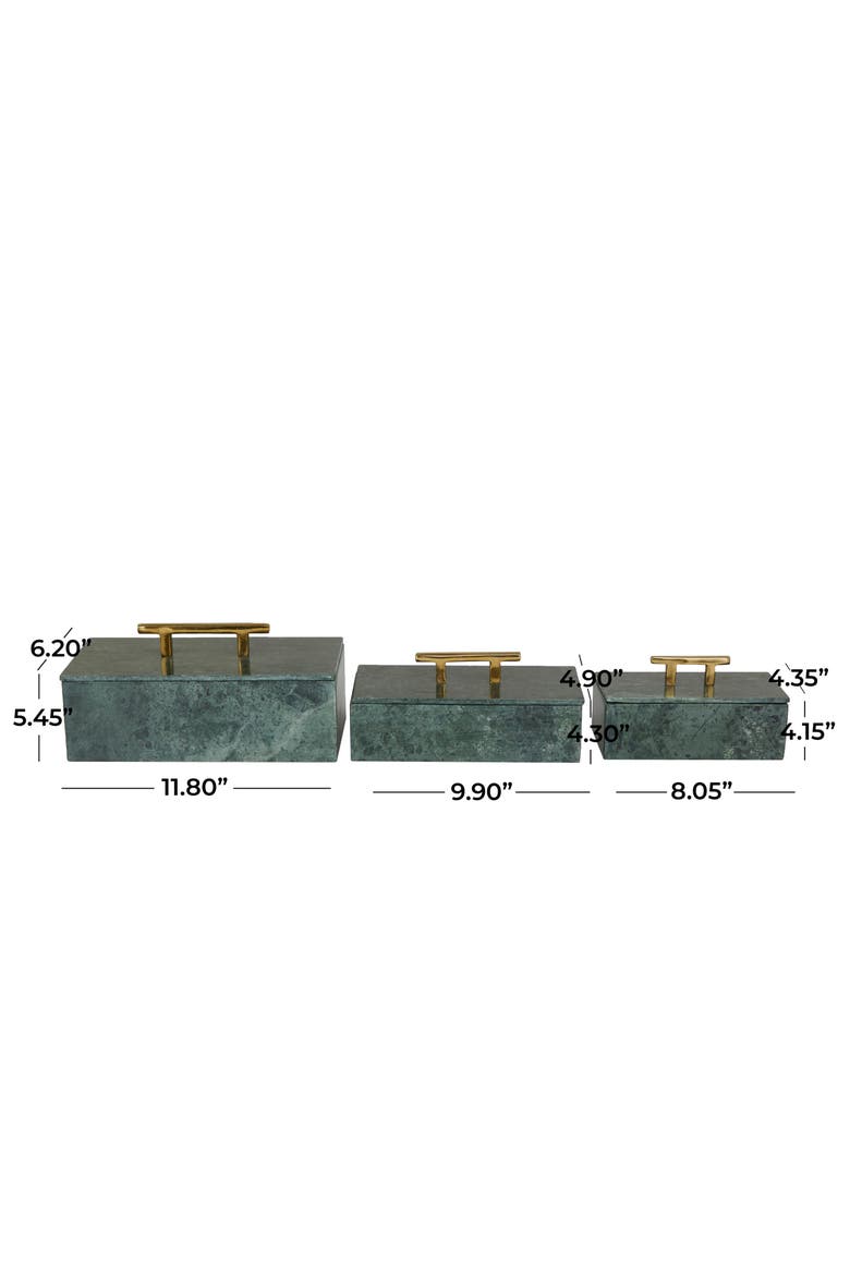 Marble Box with Handle - Set of 3, Alternate, color, GREEN