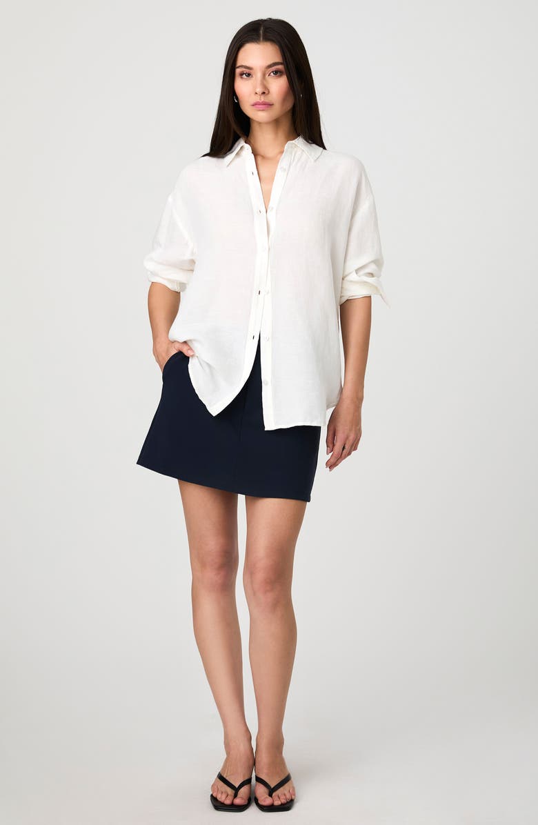 French Connection Birdie Oversize Linen Blend Button-Up Shirt, Alternate, color,